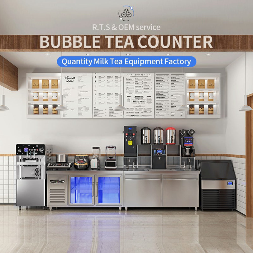 Bubble Tea Prep Counter with Built-In Refrigeration