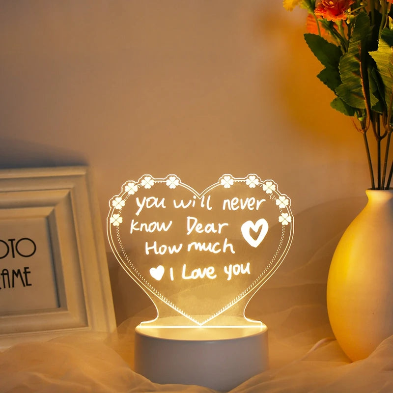 3D Acrylic LED Night Light — USB Warm-White Decorative Lamp