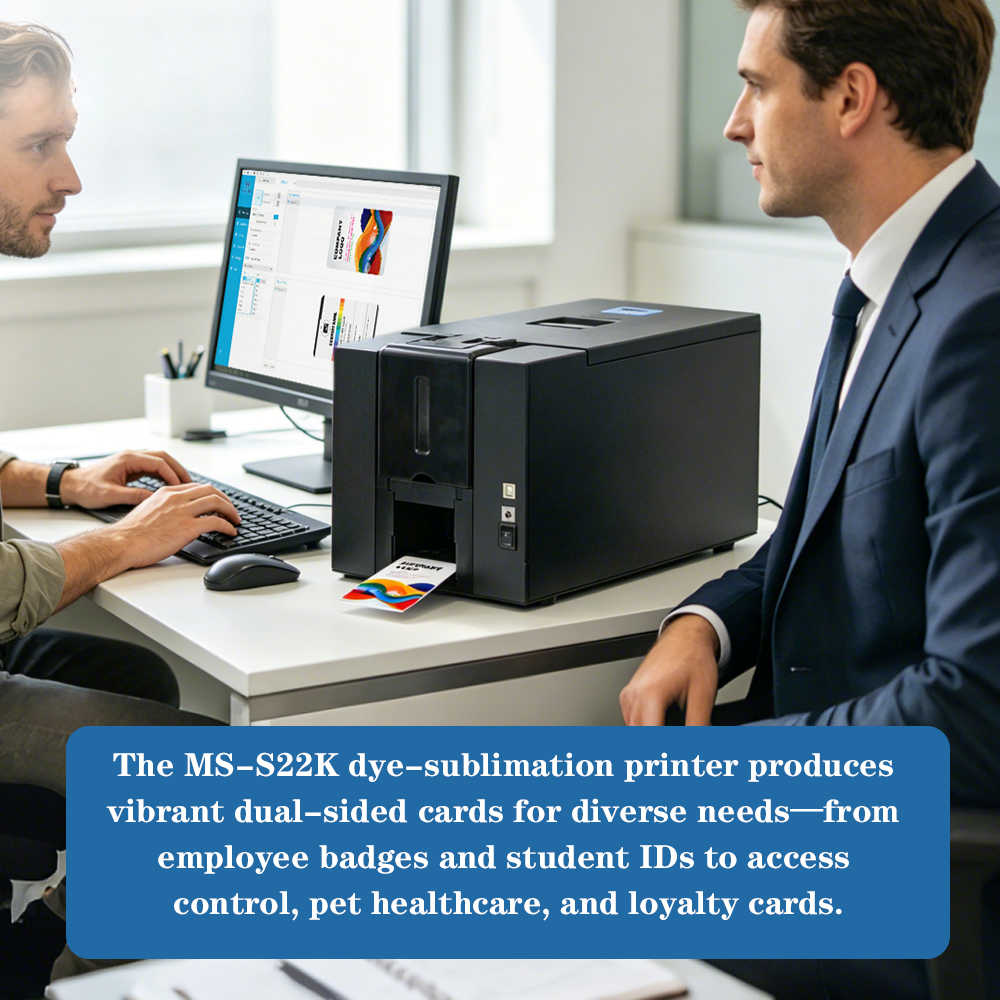 Double-Sided PVC ID Card Printer — 300 DPI Dye-Sublimation
