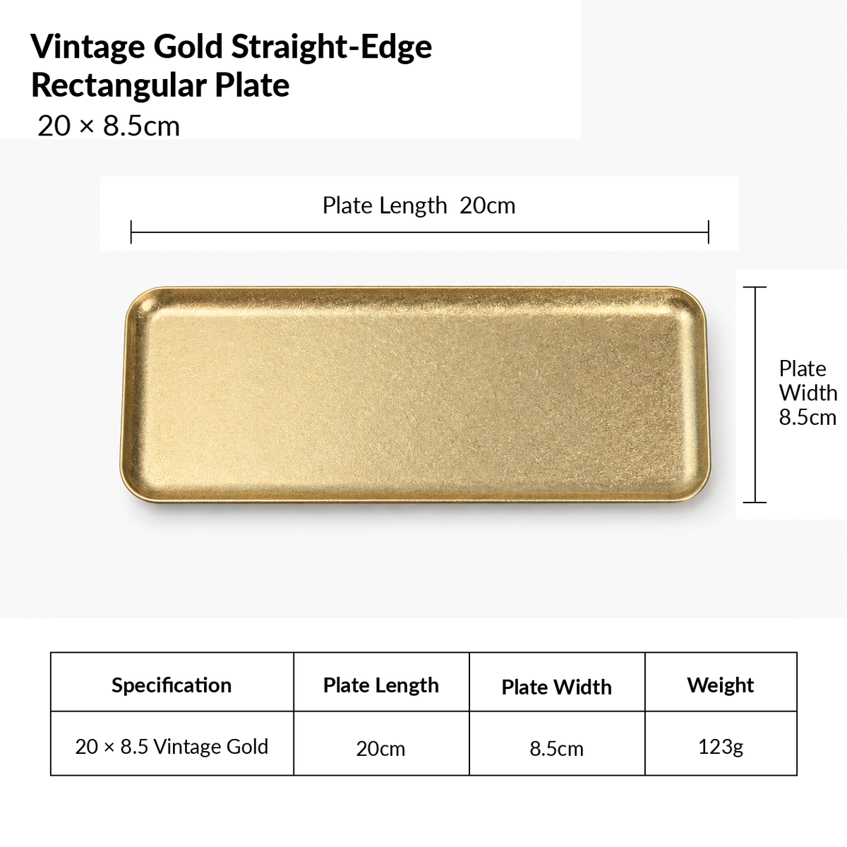 Brushed Stainless Steel Rectangular Serving Tray — Vintage Gold & Silver