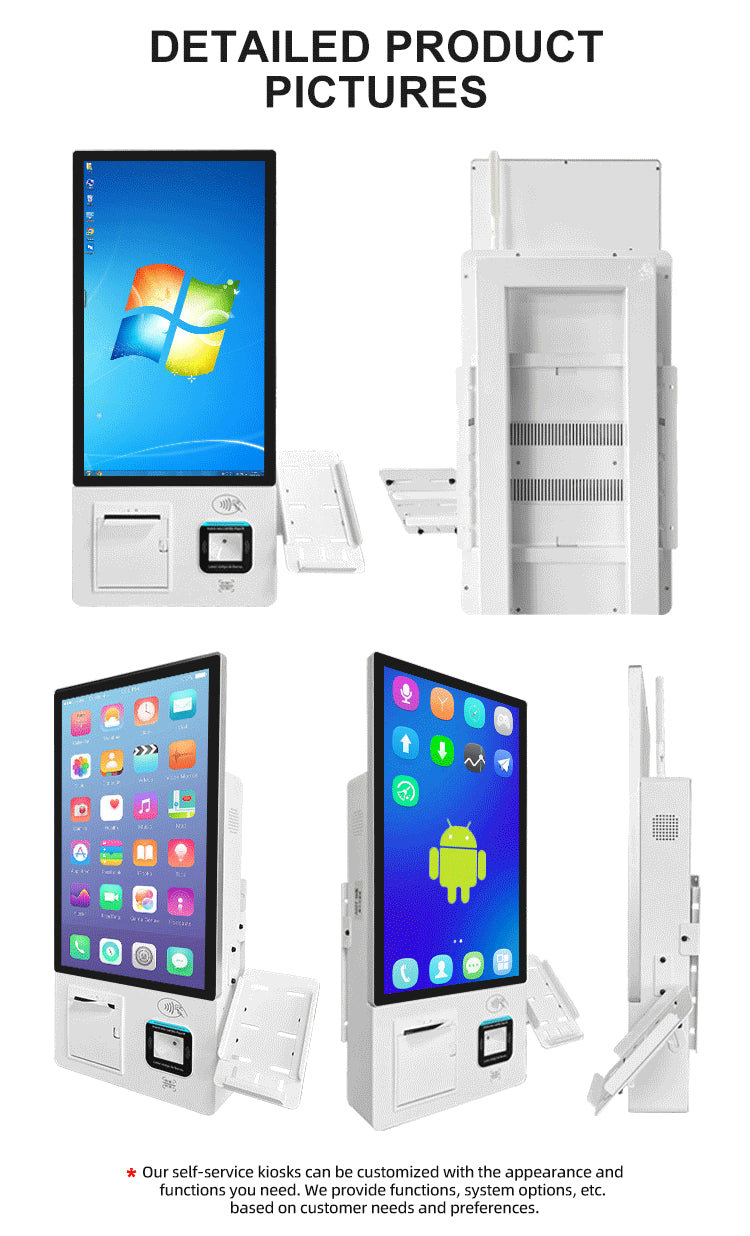 21.5" Wall-Mounted Self-Service Kiosk with Card Reader & Thermal Printer