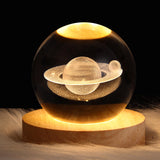 3D Crystal Ball LED Night Light with Wooden Base