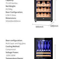 Dual-Zone Compressor Wine Cooler — 59-Bottle, Humidity Controlled image preview