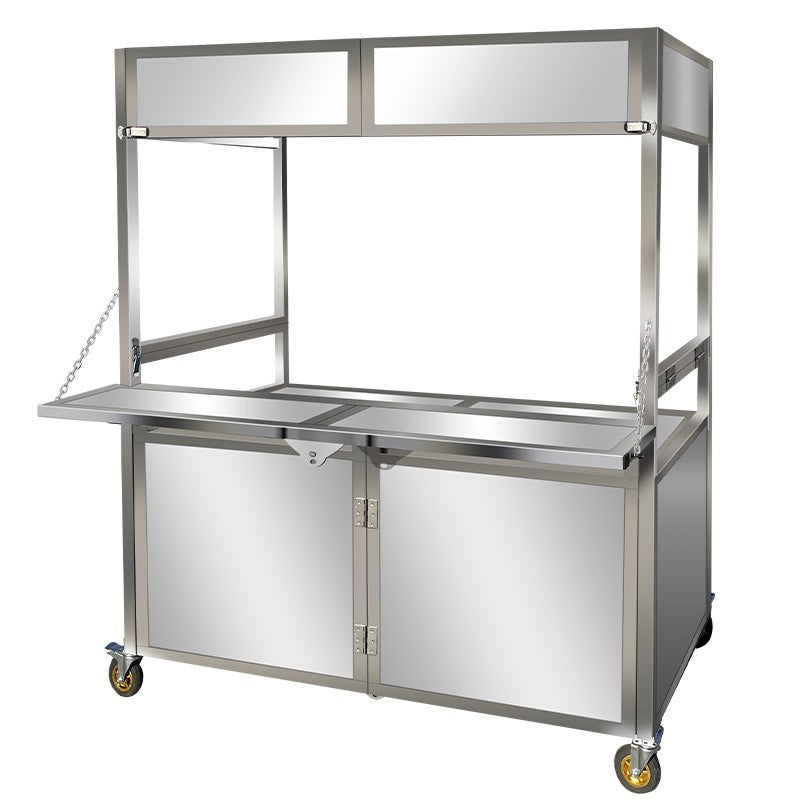 Foldable Stainless Steel Mobile Food Cart