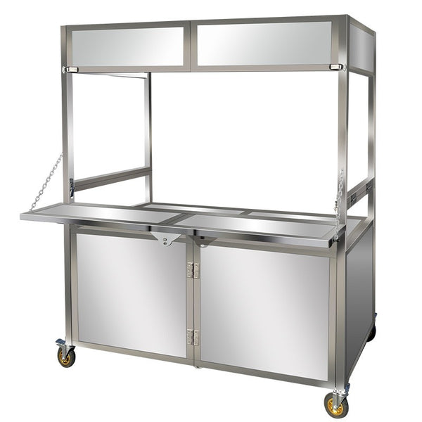 Foldable Stainless Steel Mobile Food Cart