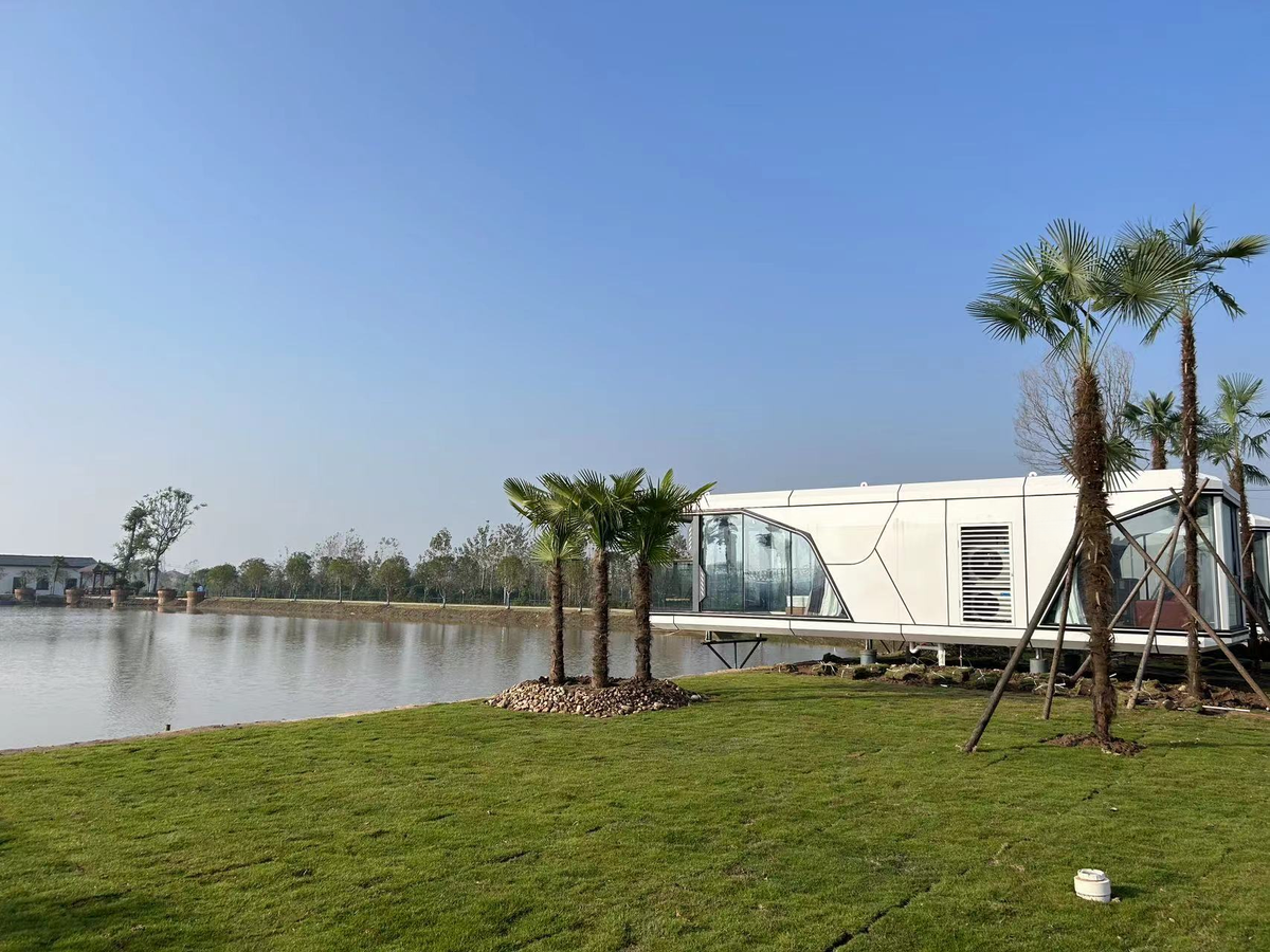 Modular Poolside Cabin — Solar Glamping Studio Unit