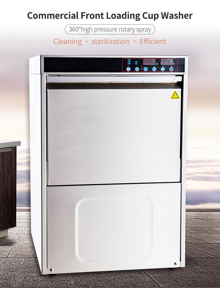 Commercial Front-Loading Glasswasher — Stainless Steel, 30 Baskets/Hour