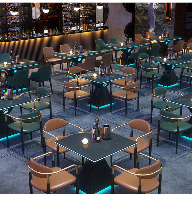 Modern Bar Furniture Set — Cross-Back Chairs & Wood-Top Tables