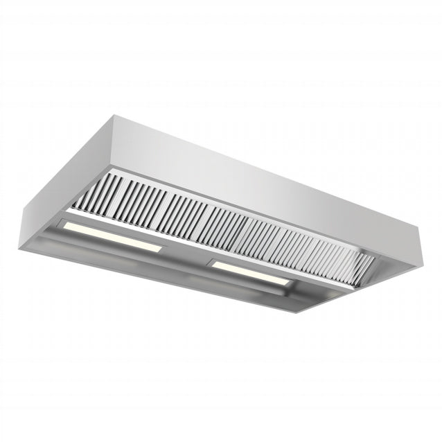 Commercial Island Range Hood — Stainless Steel Baffle-Filter Canopy