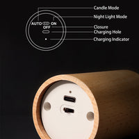 Rechargeable Wooden Flameless LED Candle Lamp — Warm White image preview