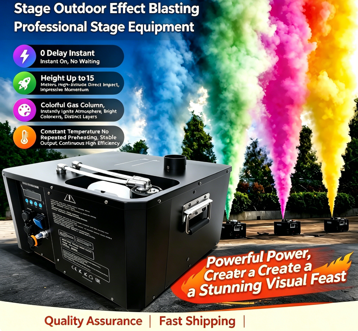 3000W DMX512 Color Fog Jet Machine — Remote Control