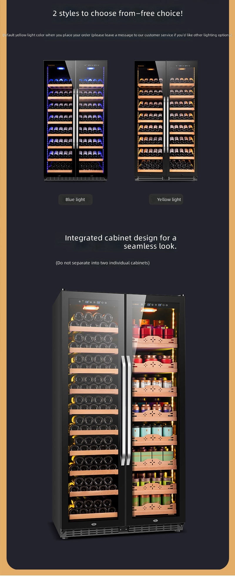 Constant-Temperature Double-Door Wine Cabinet with Built-In Ice Bar