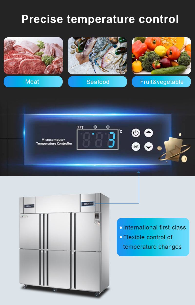 Commercial Stainless Steel Upright Freezer — Multi-Door Reach-In