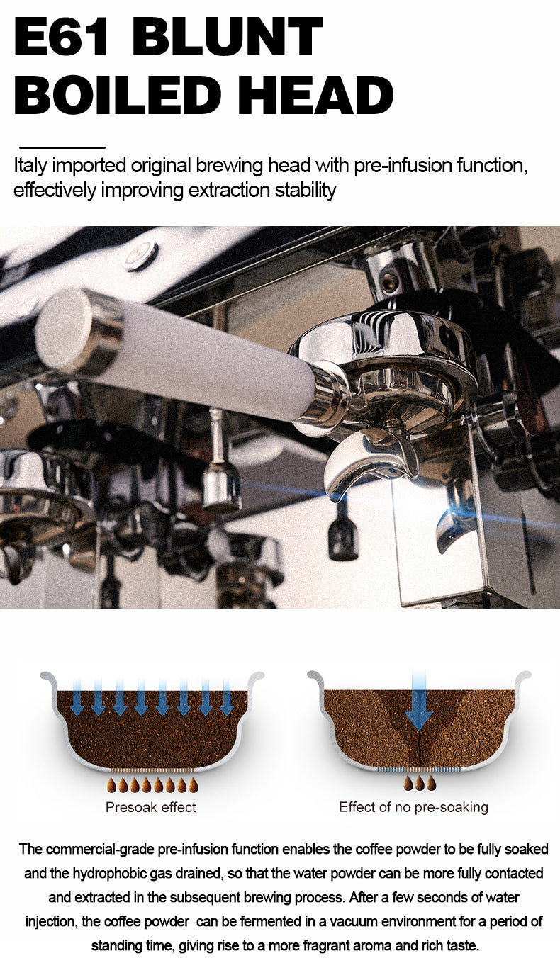 Commercial 3-Group Semi-Automatic Espresso Machine — Heat Exchange