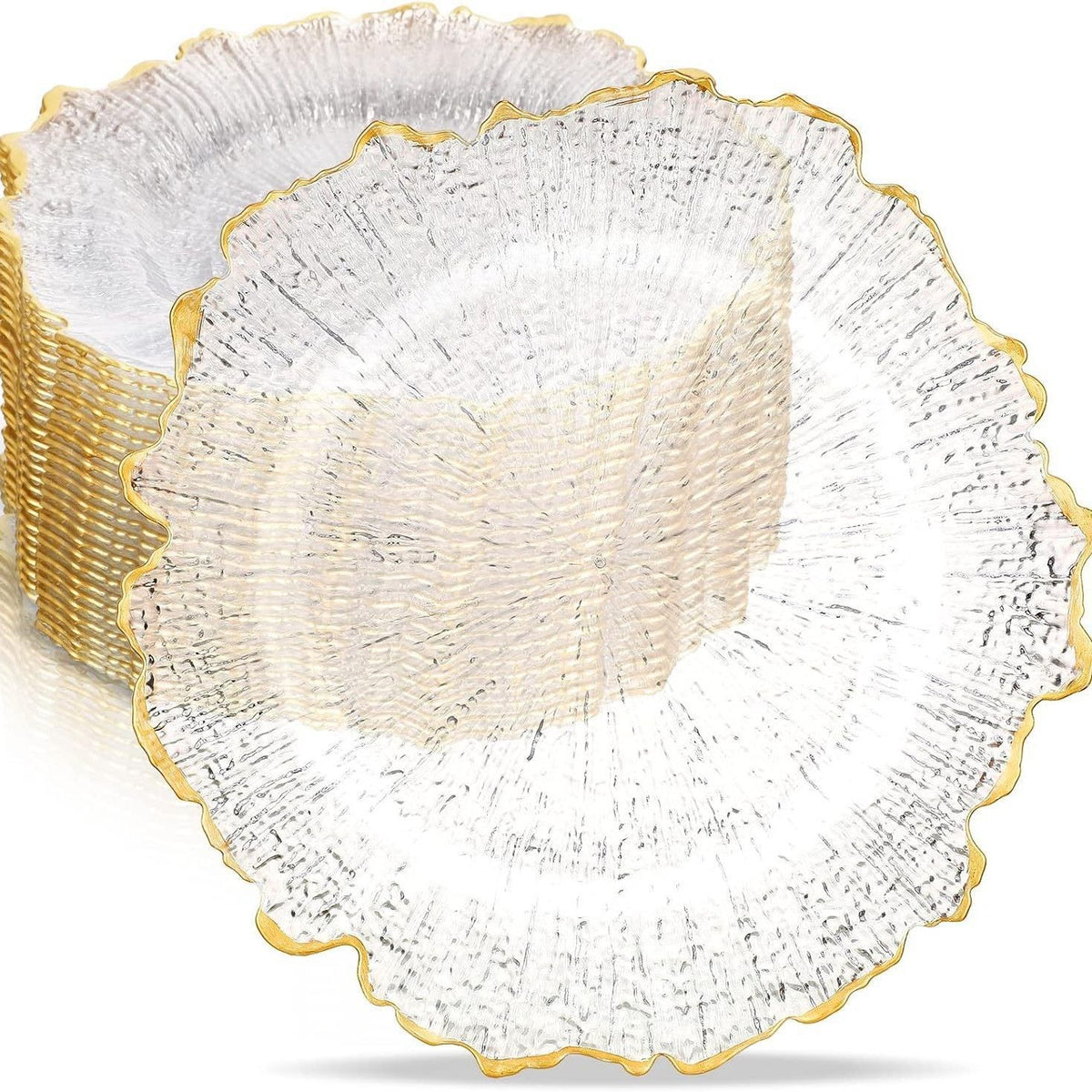 Clear Sunflower Charger Plate with Gold Rim