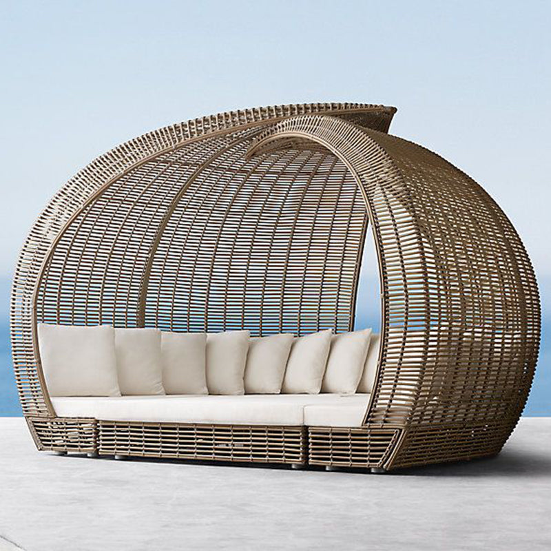 Outdoor PE Rattan Daybed with Cushion — Aluminum Frame