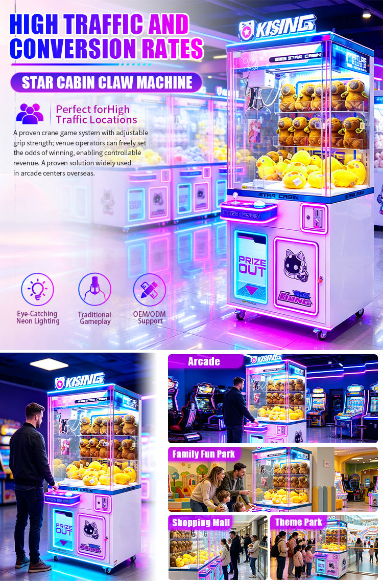 Commercial Claw Machine Prize Vending Cabinet with Bill Acceptor