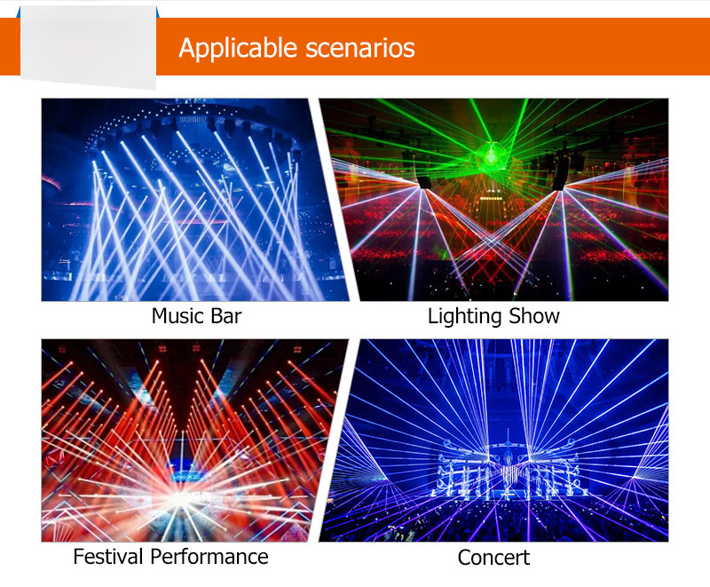 6-Head Moving Head Laser — RGB 6×500 mW with DMX512