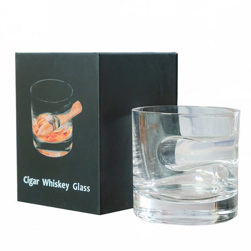 Whiskey Cigar Holder Glass — Lead-Free Crystal, height 9cm