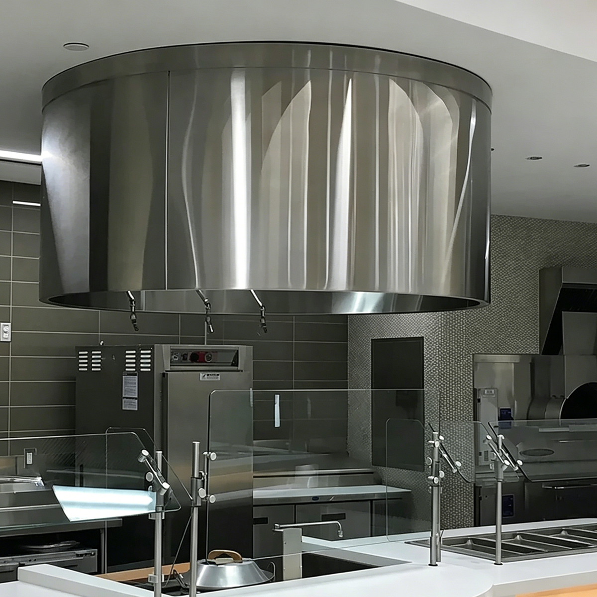 Round Island Commercial Kitchen Exhaust Hood — Stainless Steel Canopy