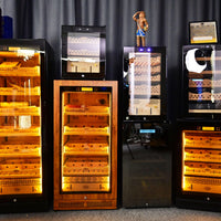 Aperçu : Armoire à cigares en bois — porte vitrée, 4 plateaux