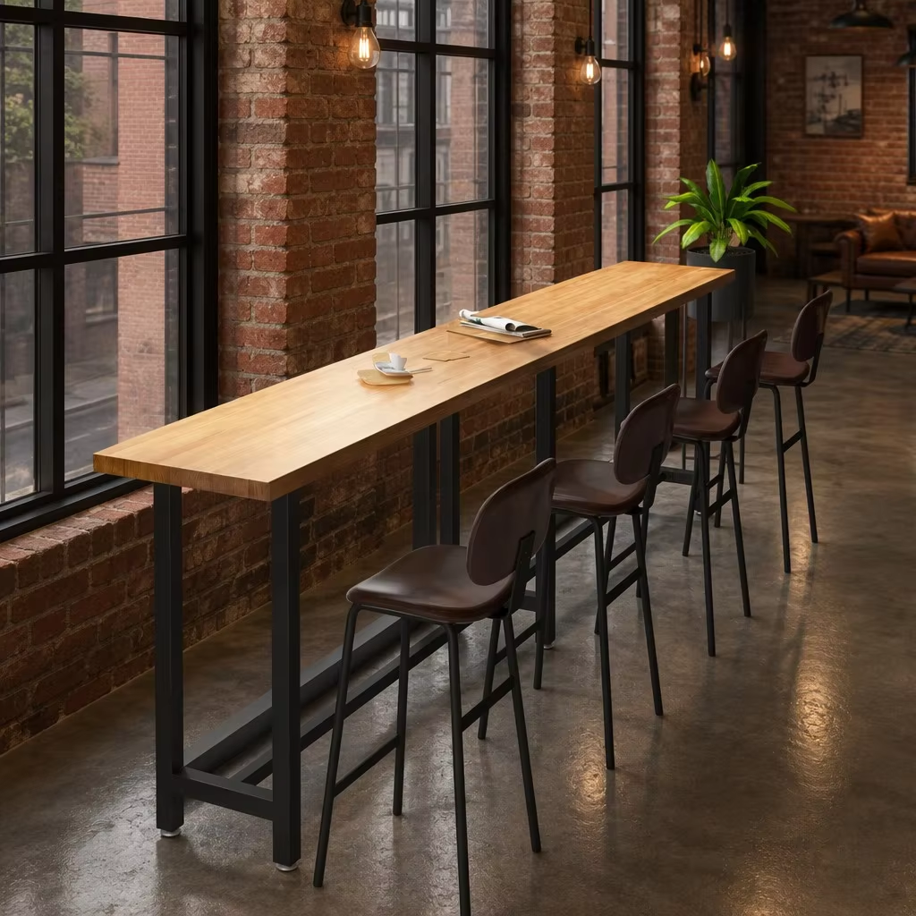 Commercial Bar Furniture Set — Solid Wood Tables & Bar Stools