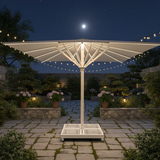 Outdoor Restaurant Umbrella with Aluminum Shaft and Marble Base