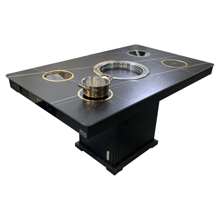 Smoke-Free Hot Pot Table — Marble Top, Built-In Induction