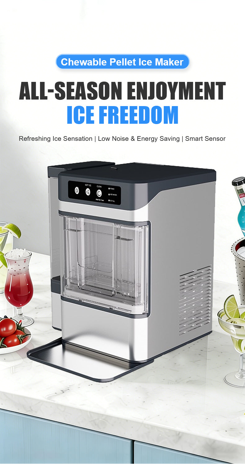Portable Countertop Nugget Ice Maker — Stainless Steel