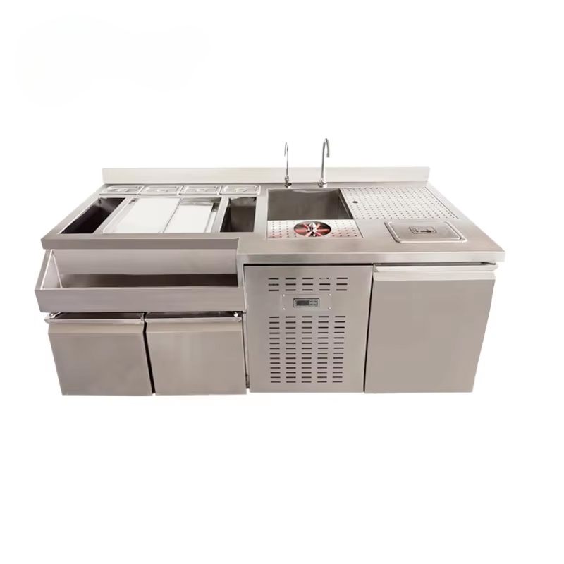 Custom Cocktail Bar Station — Refrigerated Underbar Workstation
