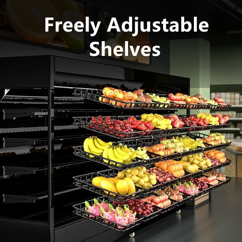 Open Multideck Display Chiller — Air-Curtain Fruit & Fresh Snacks & Cold Drinks