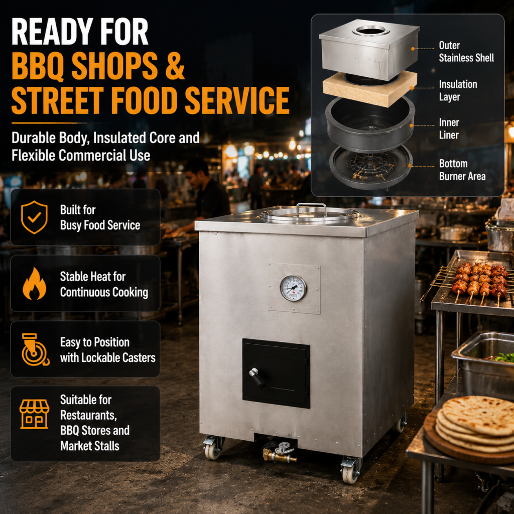 Commercial Gas Clay Tandoor Oven — Stainless Steel