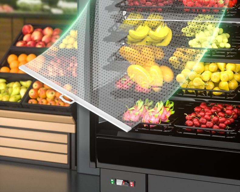 Open Multideck Display Chiller — Air-Curtain Fruit & Fresh Snacks & Cold Drinks