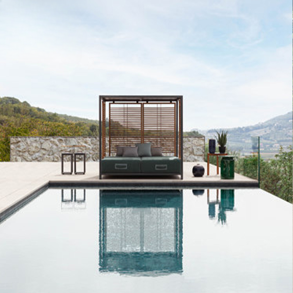 Outdoor Double Sun Lounger with Aluminum Frame