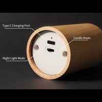 Rechargeable Wooden Flameless LED Candle Lamp — Warm White video preview
