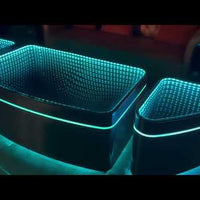 LED Glow Bar Table — RGB Illuminated Stainless Steel Cocktail Table video preview