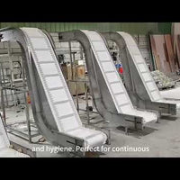 Food-Grade Stainless Steel Belt Conveyor — PU Belt Processing Line video preview