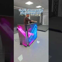 Foldable Portable LED DJ Booth Screen — Curved, on Wheels video preview
