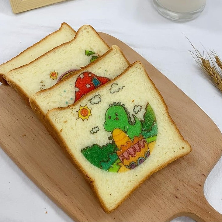 Edible ink design printed on toasts